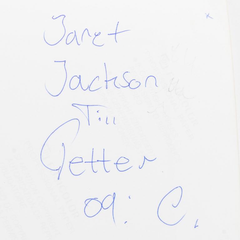 TORBJÖRN CALVERO, photograph of Janet Jackson signed Calvero on verso.