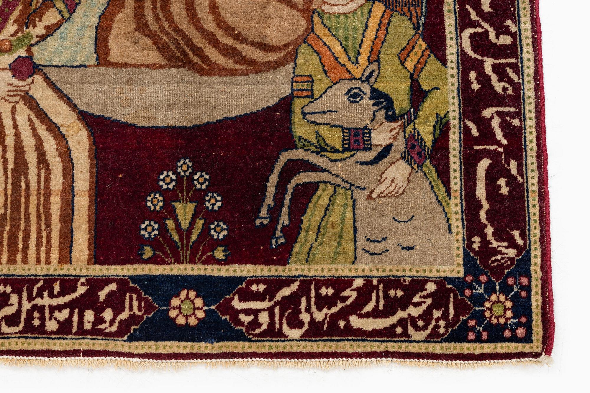 Matta, antik figural, Kirman Laver, södra Persien, ca 85 x 58 cm.