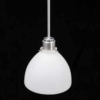 A late 20th century glass and metal ceiling lamp.