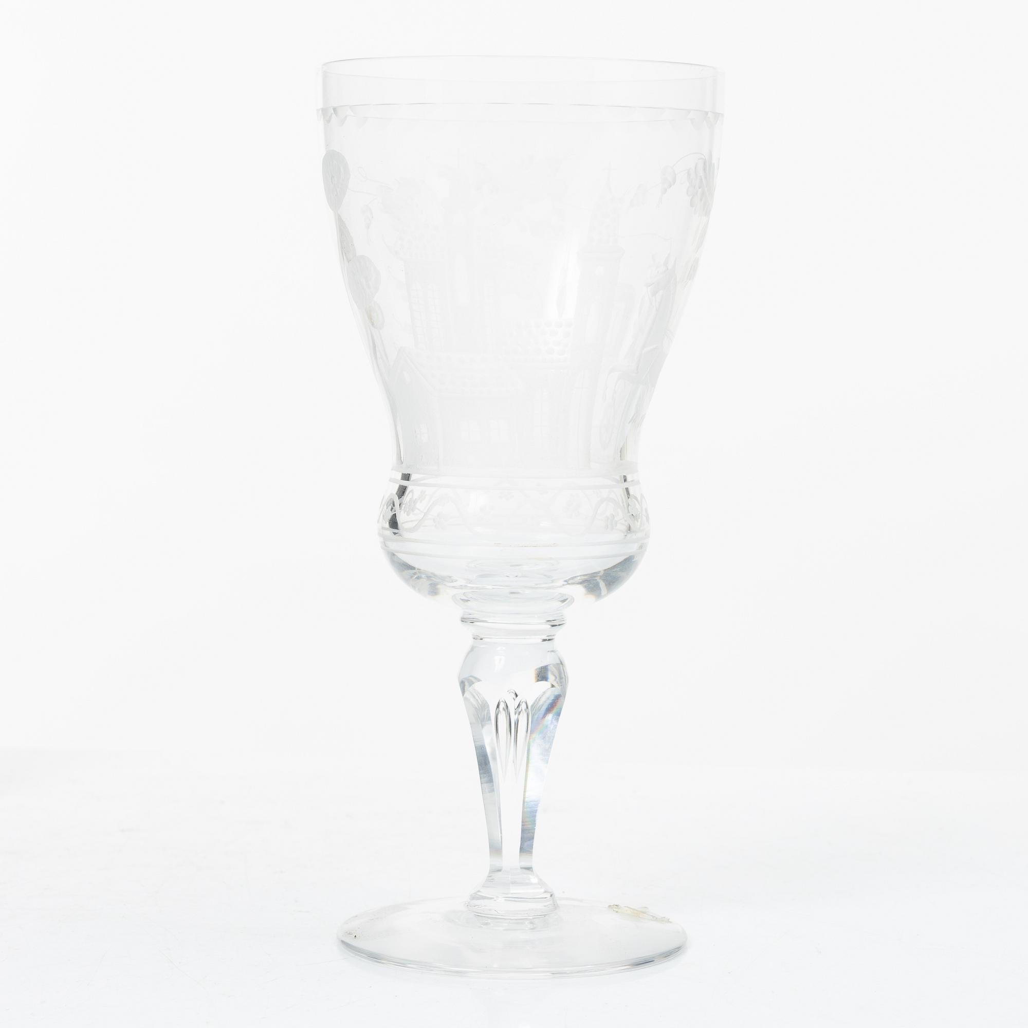 Vicke Lindstrand, rödvinsglas, 5 st, "Dalecarlia", Kosta Boda.