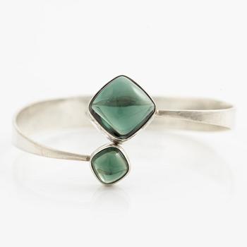 Gussi, bracelet, silver with green stones, Malmö 1965.