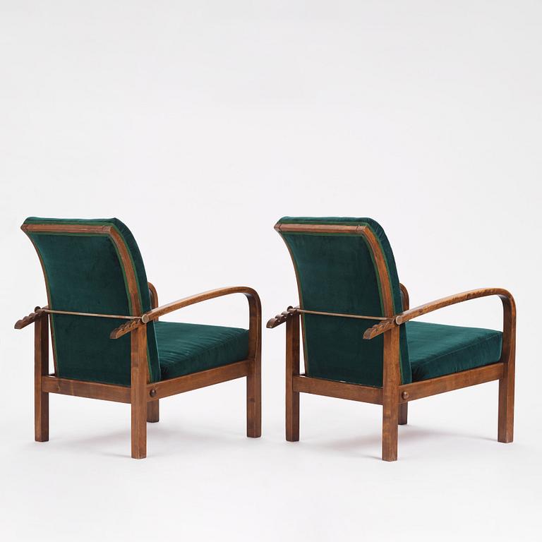 Axel Larsson, likely, a pair of armchairs, Svenska Möbelfabrikerna, Bodafors ca. 1930.