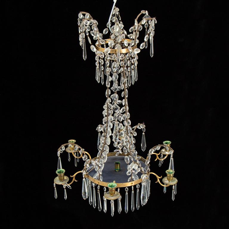 A composite chandelier of older parts.
