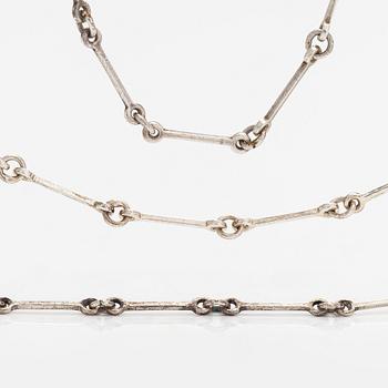 Halsband, 2 st och armband, sterlingsilver. Lapponia 1978 och 1982.
