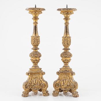 Ljusstakar, ett par, barockstil, troligen 1800-tal.