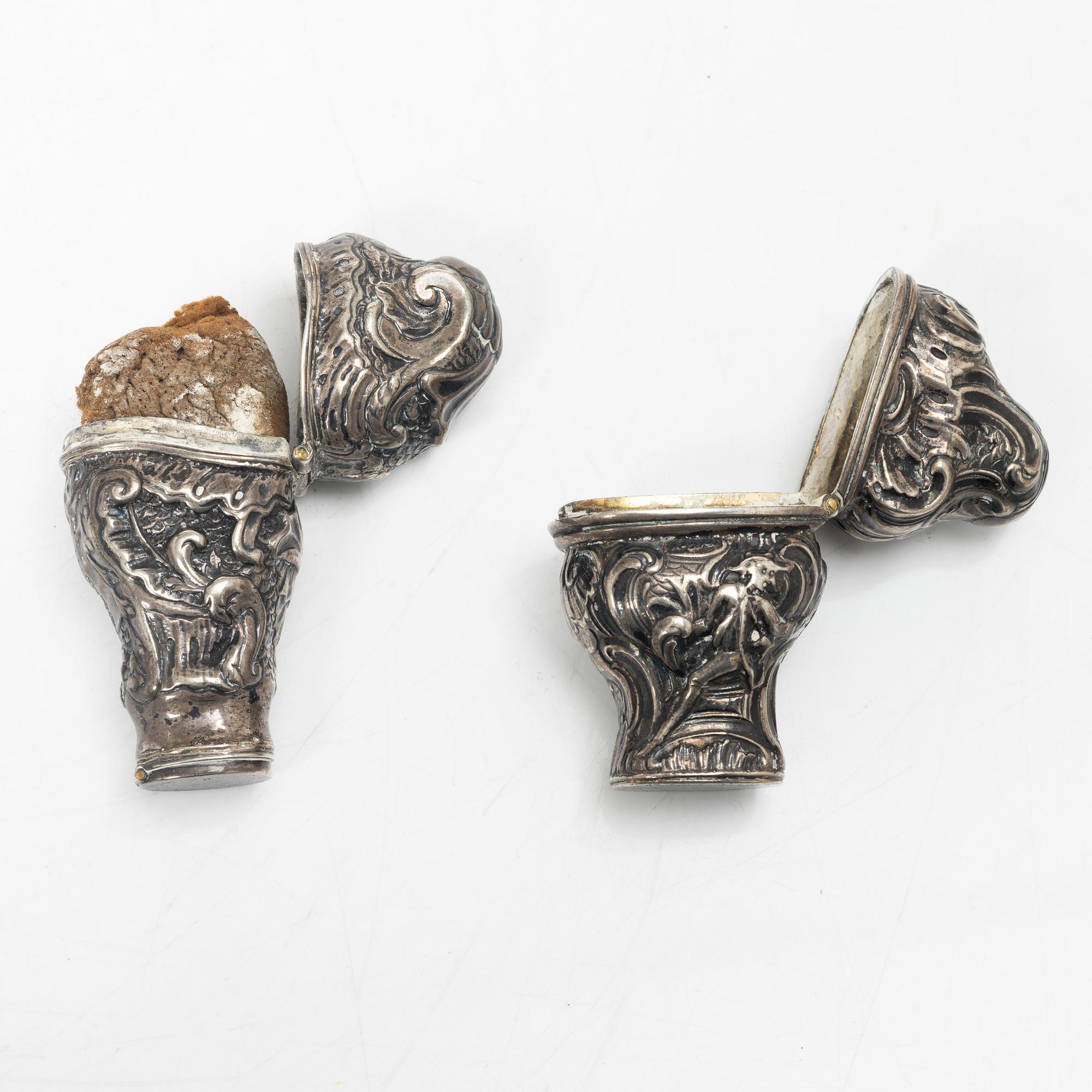 Rokoko, Two silver snuff boxes, Northern Europe, 18th century.