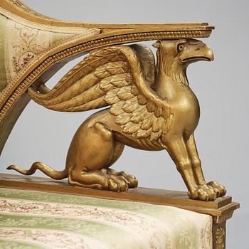 A late Gustavian sofa attributed to E. Ståhl (master in Stockholm 1794-1820).