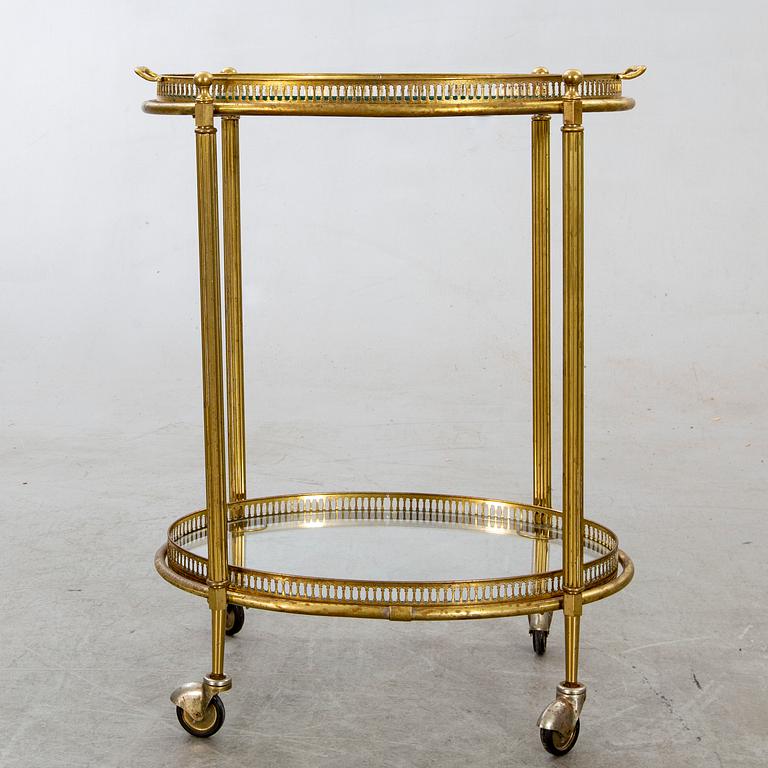 SERVERINGSVAGN, glas och mässing, 1900-talets andra hälft.