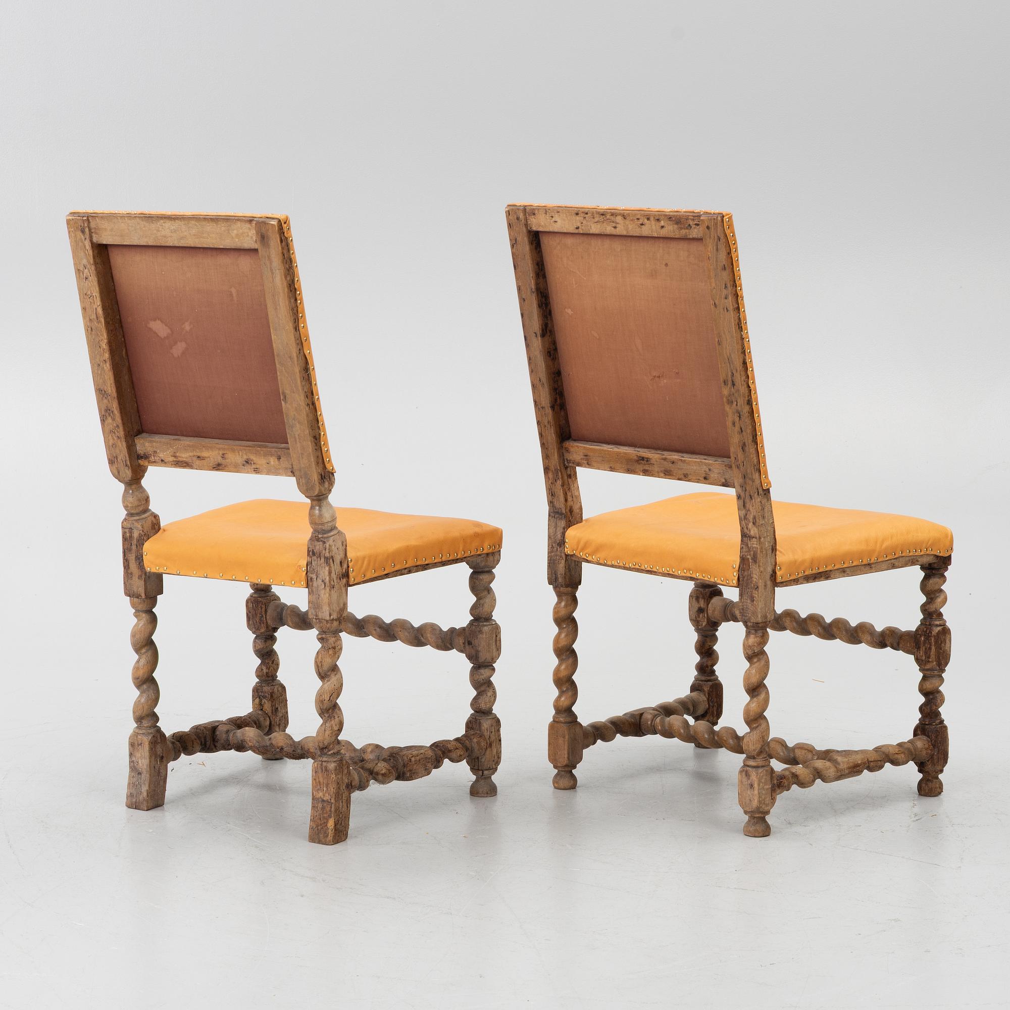 Chairs, a pair of similar examples, Baroque, circa the mid-18th century.
