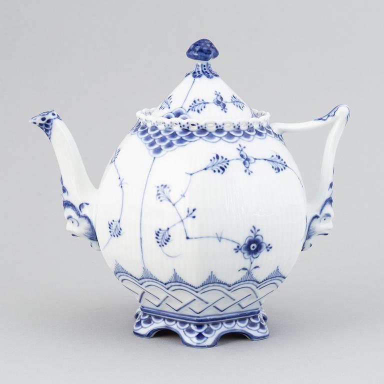 Royal Copenhagen, a '1118' 'Musselmalet Full Lace' porcelain teapot, Denmark.