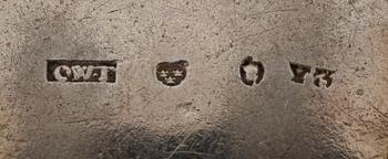 PARTI SILVER, 5 delar, bl a Birmingham, England, 1800-1900-tal. Tot ca 170 g.