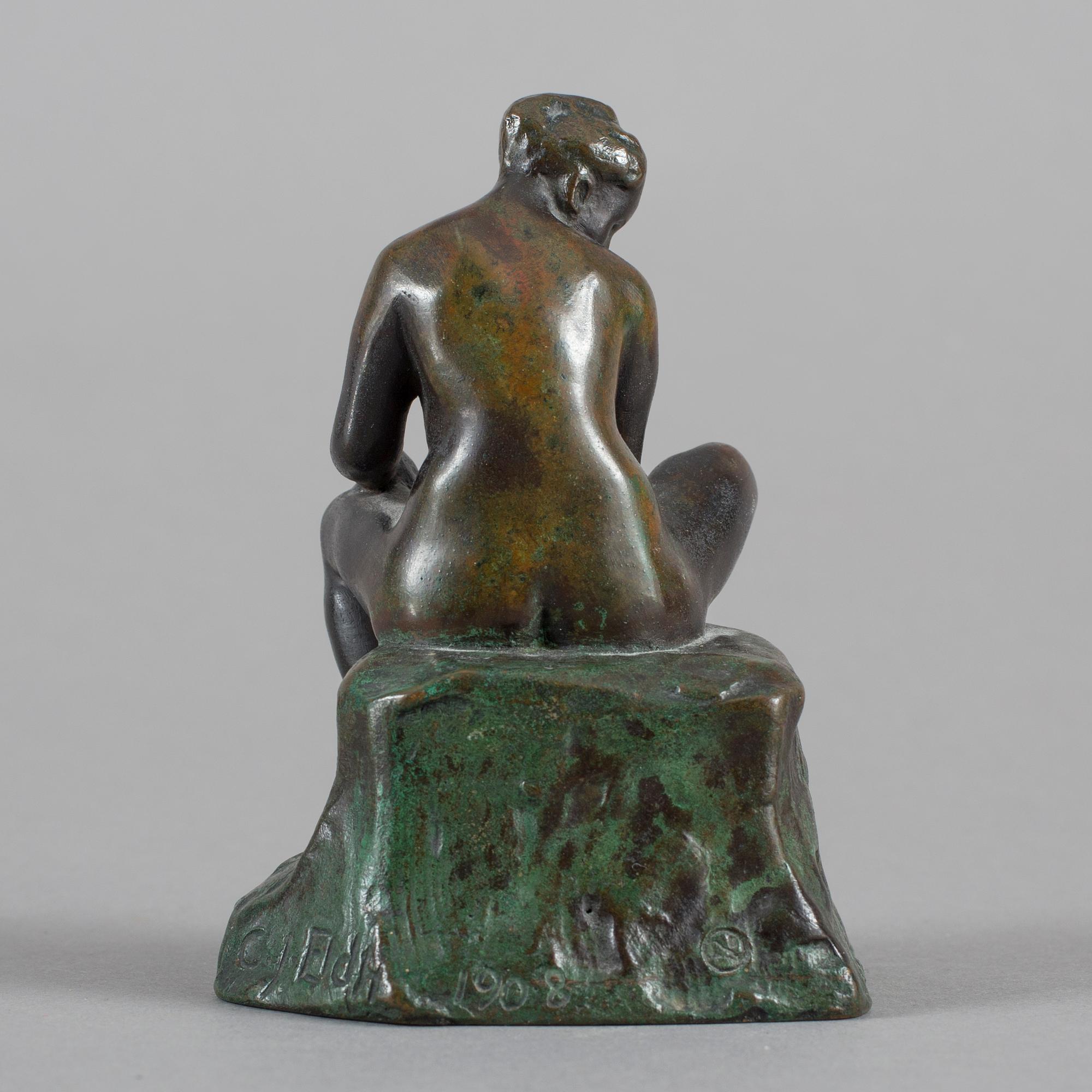 CARL ELDH, Bronsskulptur, signerad. Otydlig gjutarstämpel.