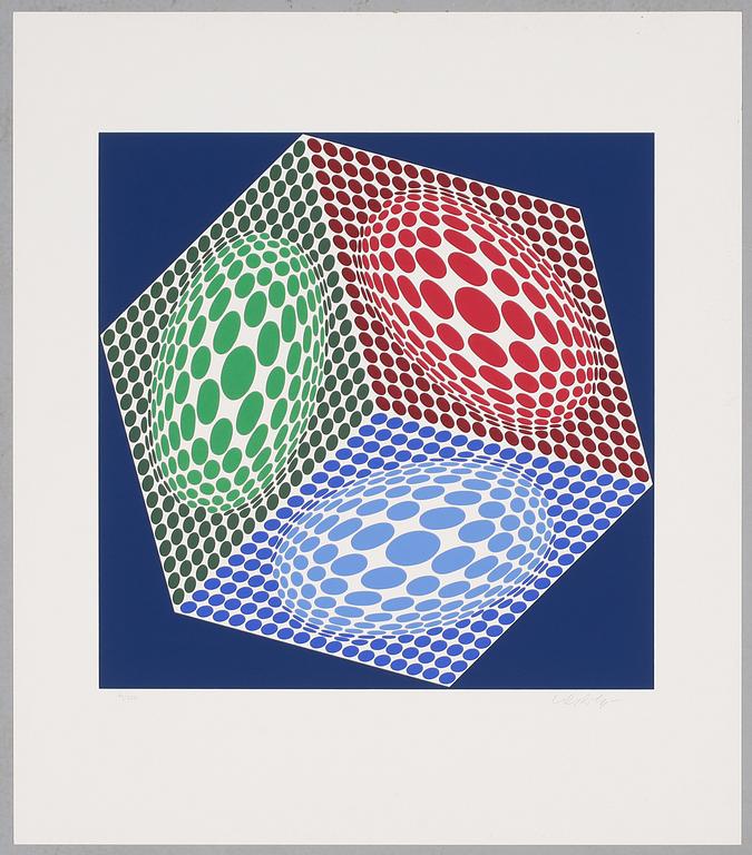 VICTOR VASARELY, färglitografi, signerad och numrerad 66/250.