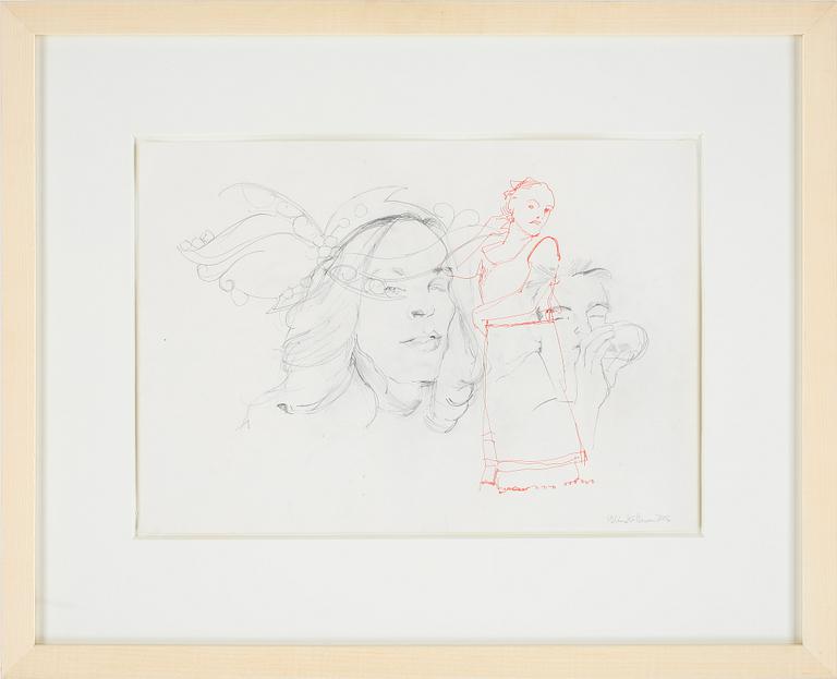 ELIN KÄLLMAN, teckning, blandteknik. Sign och dat 2006.