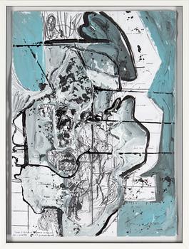 CARL MICHAEL LUNDBERG,blandteknik och collage, signerad CM Lundberg och daterad 91209.