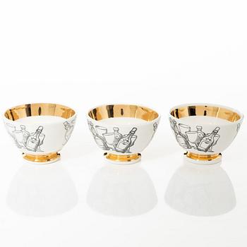 Piero Fornasetti, six bowls, Fornasetti, Milan, Italy.
