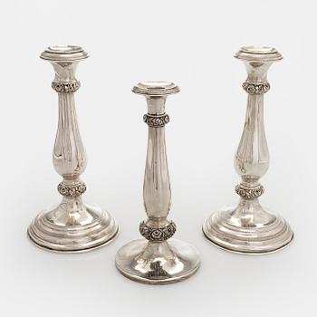 Kynttilänjalkoja, 3 kpl, hopeaa, Itävalta-Unkari 1807-1922.