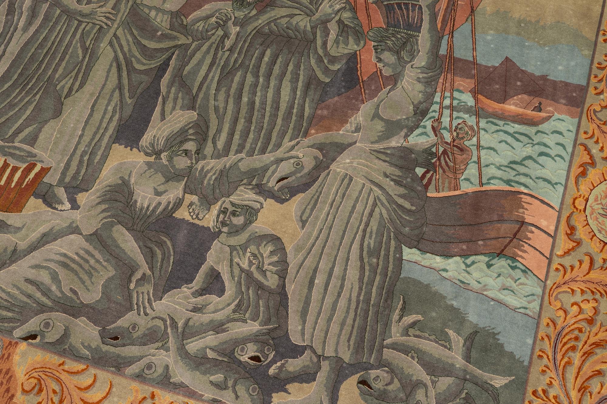 Matta, old figural Täbris, Västra Persien, ca 274 x 190 cm.