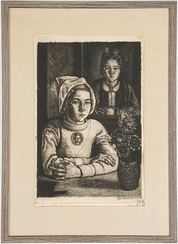 Eduard Wiiralt · EDUARD WIIRALT, mezzotint, signerad och daterad 1942.