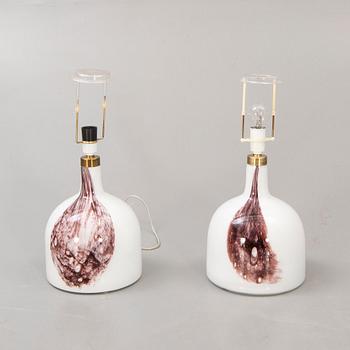 Per Lütken, a pair of porcelain table lamps for Holmegaard, Denmark, later part of the 20th century.