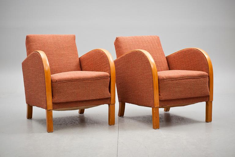 FÅTÖLJER, ett par, art deco, 1900-talets första hälft.