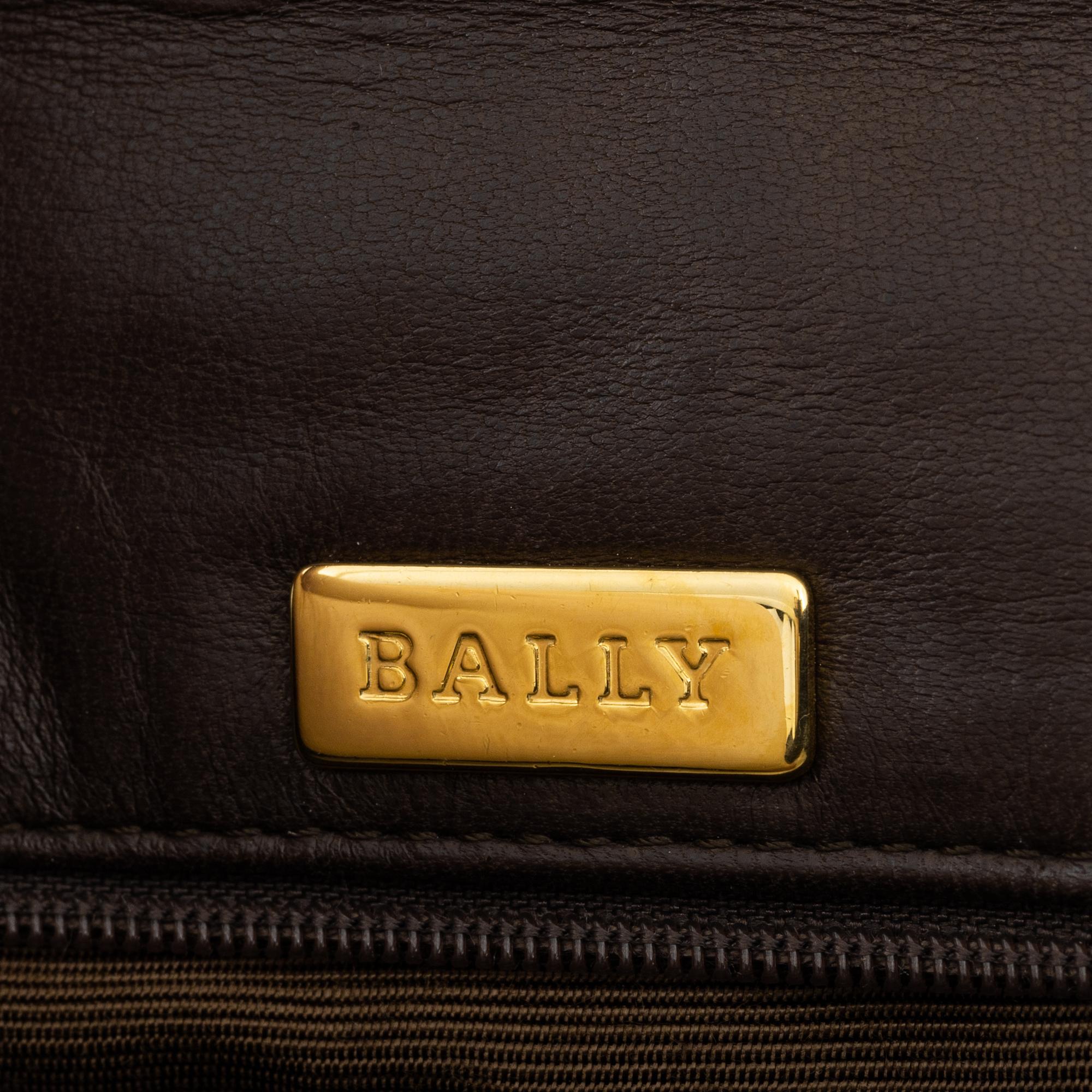 Bally, a brown leather bag.