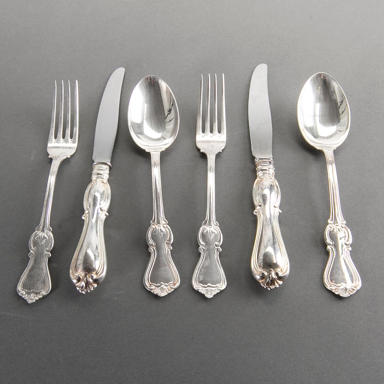 BESTICKSERVICE, 36 delar, silver. "Olga", GAB,  Eskilstuna, 1988/89.