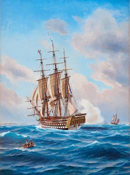 Jacob Hägg, French ship of the line at sail.