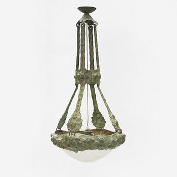 Alice Nordin, taklampa, jugend, patinerad brons, omkring 1900.