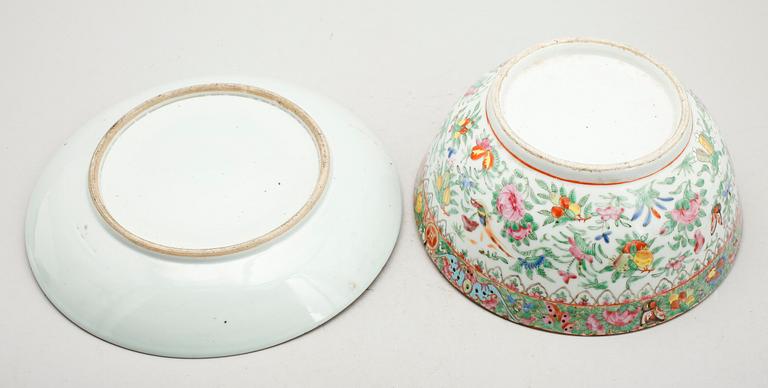 SKÅL OCH SKÅLFAT, porslin, Kina, Kanton, 1800-tal.