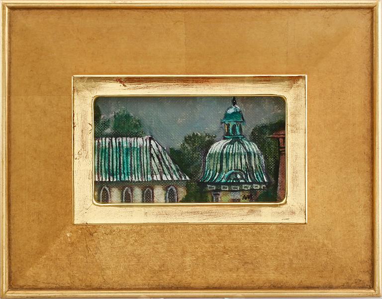 OKÄND KONSTNÄR, 4 st, akvarell och olja på duk, 1900-tal.