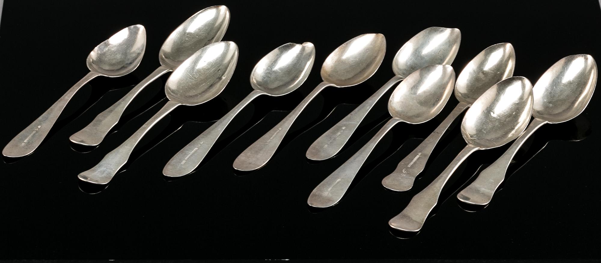 SKEDAR, 5+5 st, silver, bland annat Petter Johan Lund, Kristianstad,1802. Vikt ca.
