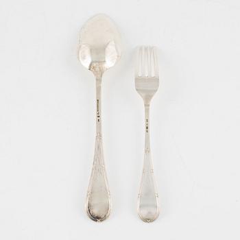 Cutlery, 14 pieces, silver, model 'Rosett', B Erlandsson, Kristianstad 1901.