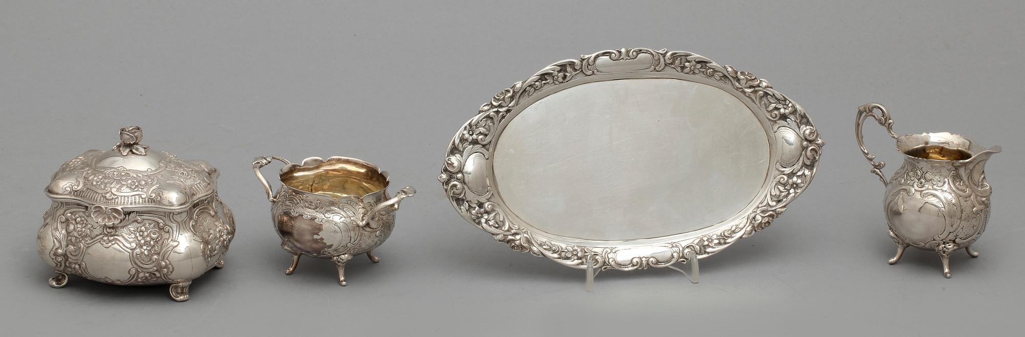 PARTI SILVER, 4 delar. 1900-tal. Tot vikt ca 625 g.