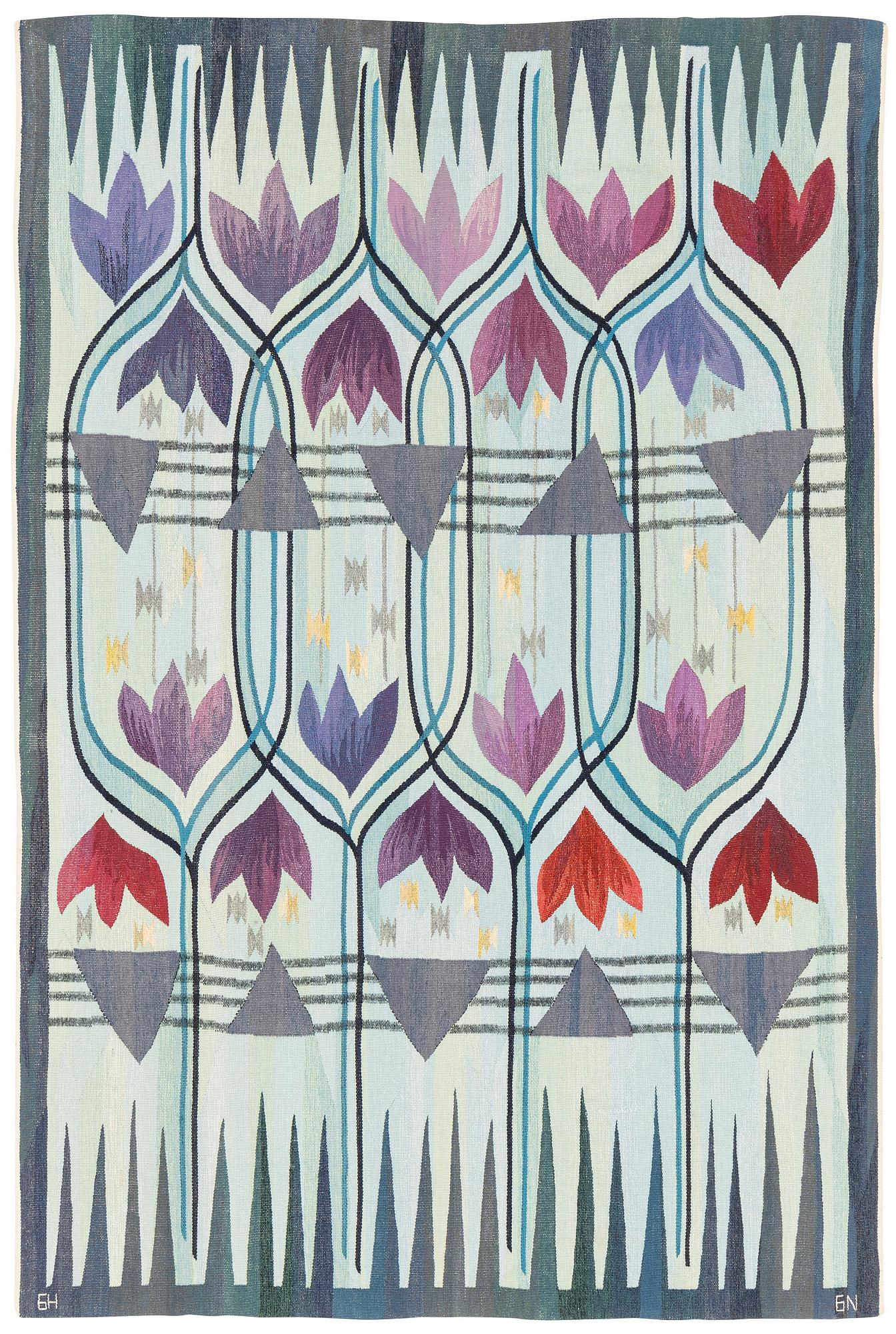 Vävd tapet, gobelängvariant, ca 217 x 146 cm, signerad GN BN.