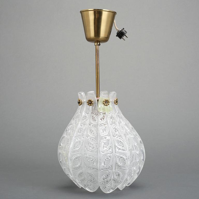 TAKLAMPA, glas. Orrefors. 1900-tal.