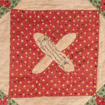 BRUDTÄCKE, lapptäcke, ca 273,5 x 245 cm, USA omkring 1900.