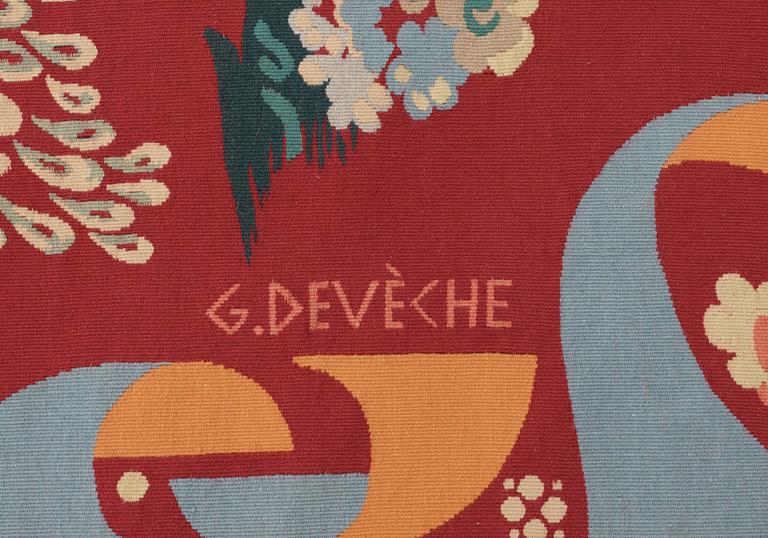 TAPESTRY. "Vår-Sommar". Tapestry weave (gobelängteknik). 162 x 220 cm. Signed PF G. DEVÈCHE.