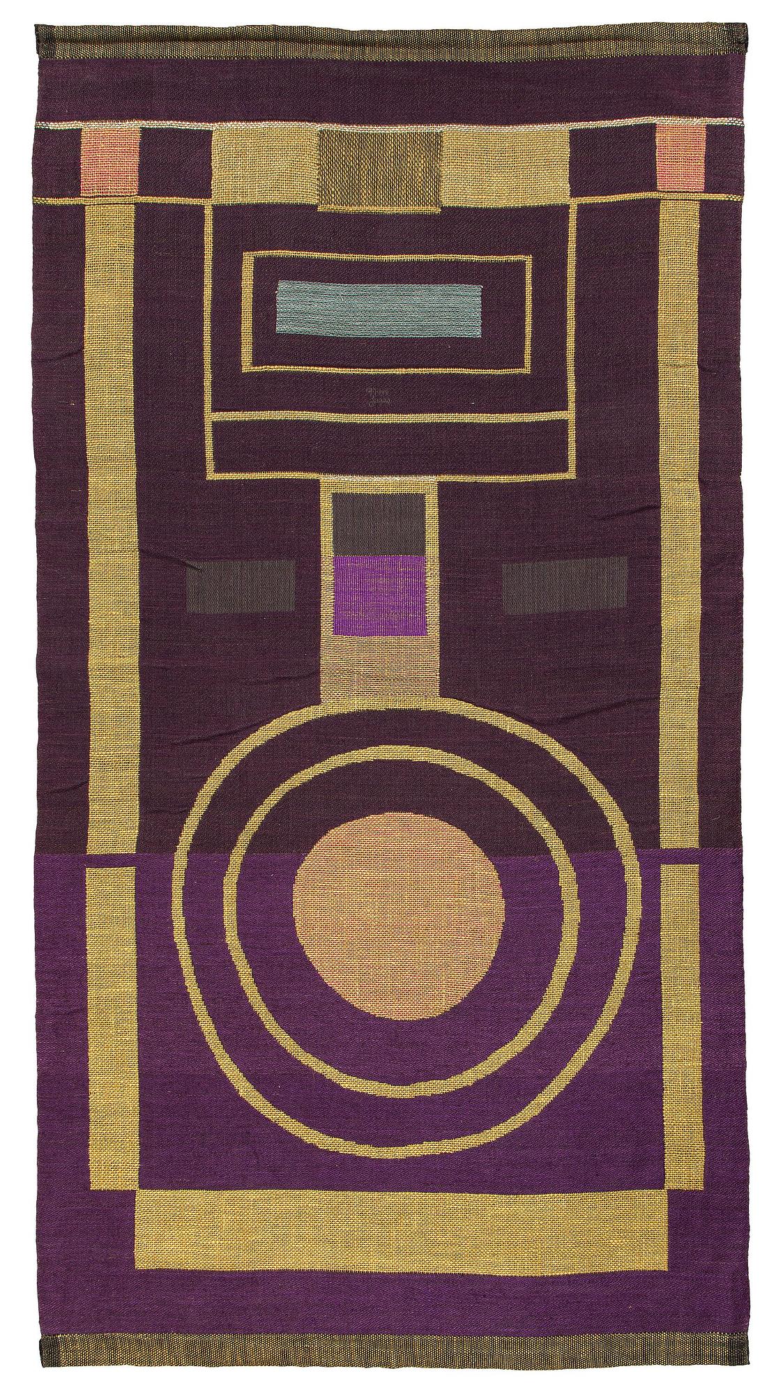 Dora Jung, kuvakudos, signeerattu, noin 214 x 114 cm.
