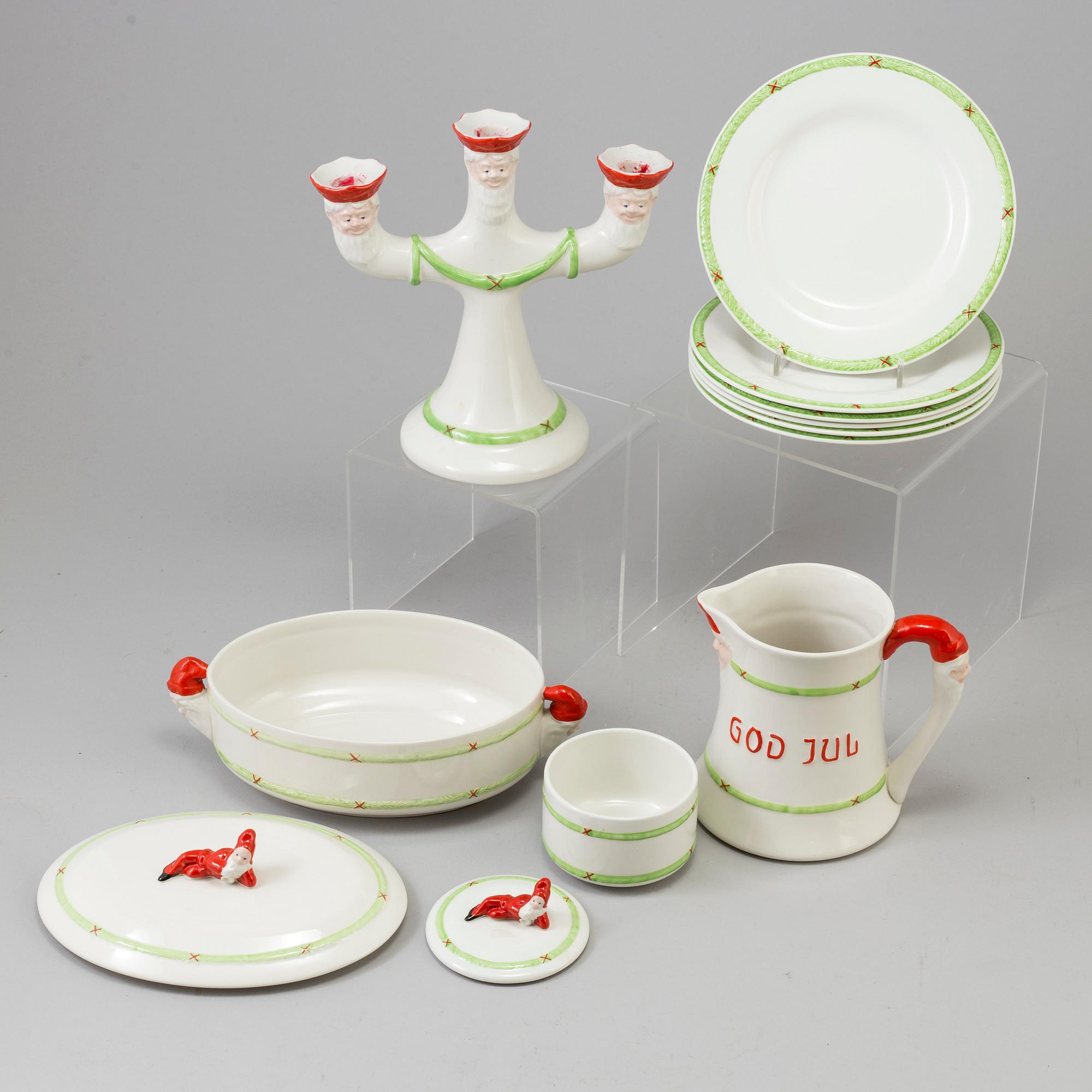 A eight piece ironstone service 'Jul' by Gustavsberg, second half of the 20th century.