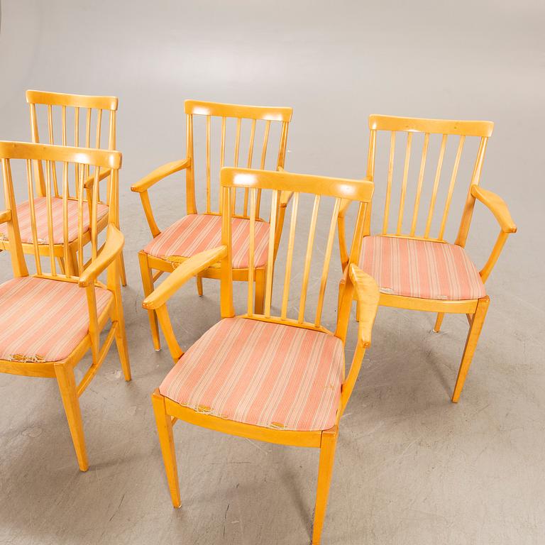 A set of five Carl Malmsten "Herrgården" armchairs from Åfors Möbelfabrik.