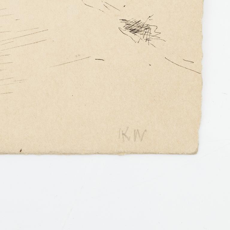 Karl Nordström, tuschteckning, dubbelsidig, signerad.