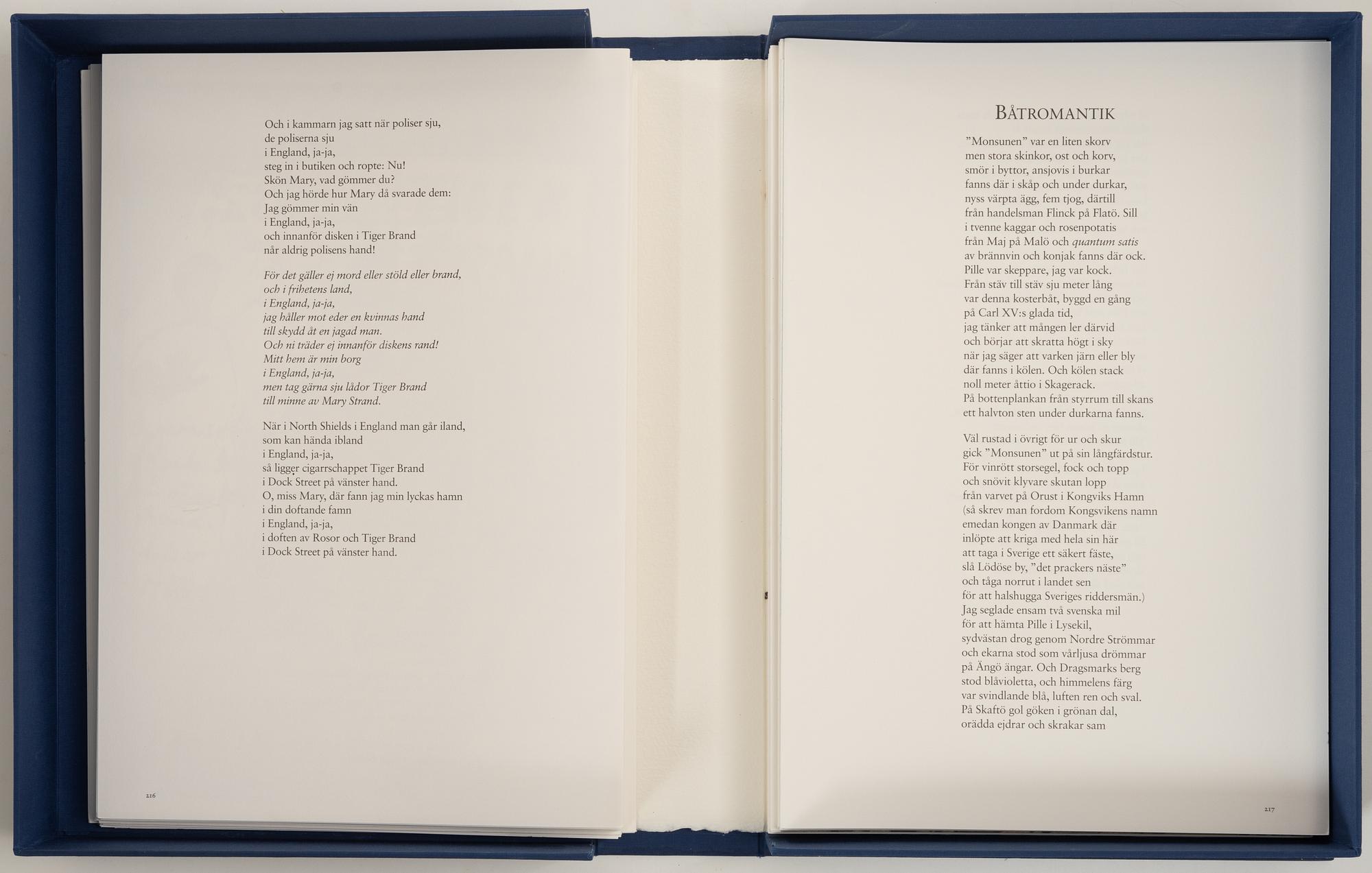Gösta Werner, "Visor av Evert Taube", kassetter, 2 st, med 62 färglitografier, 1989, signerade.