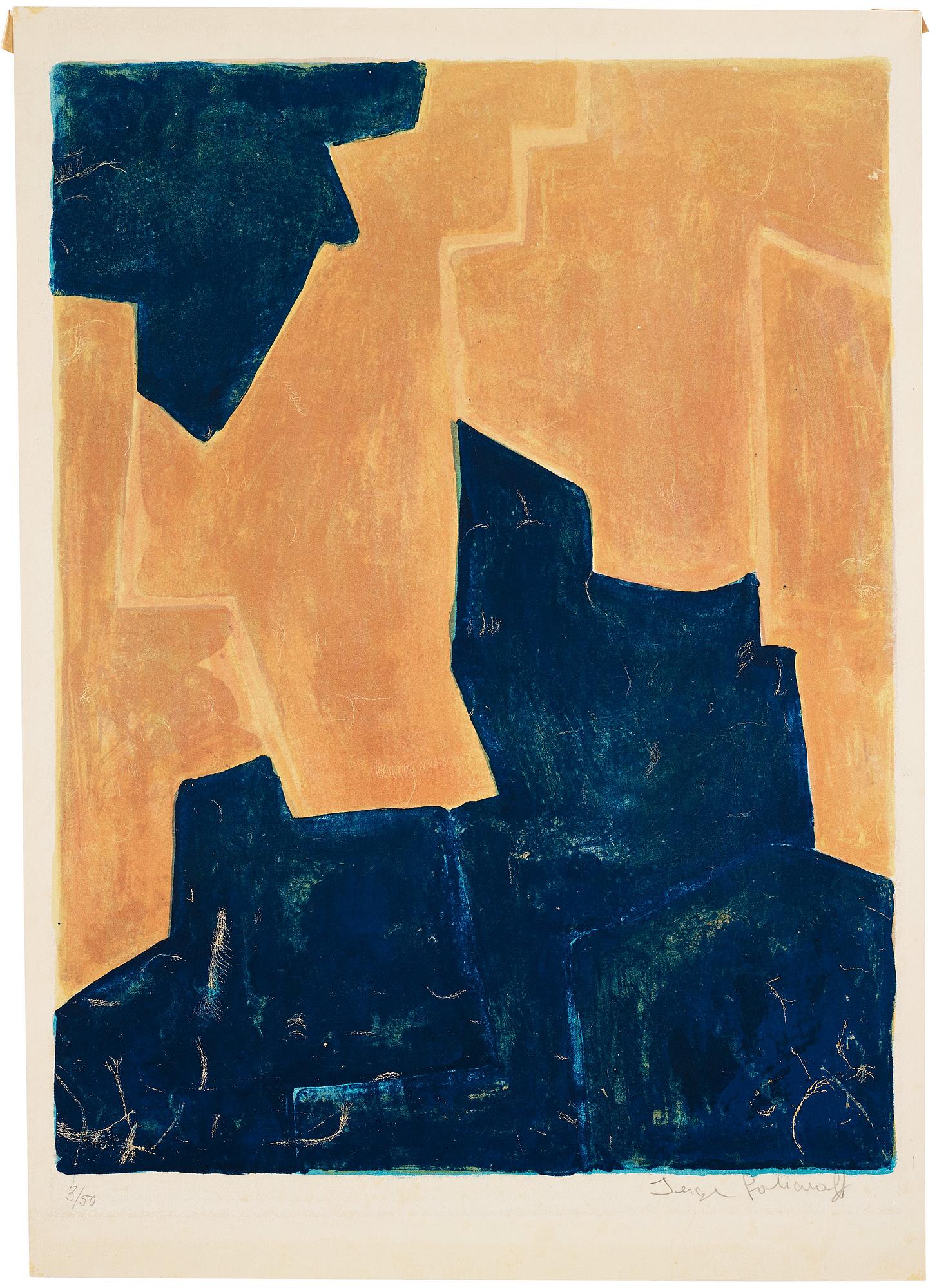 Serge Poliakoff, "Composition bleue et orange".