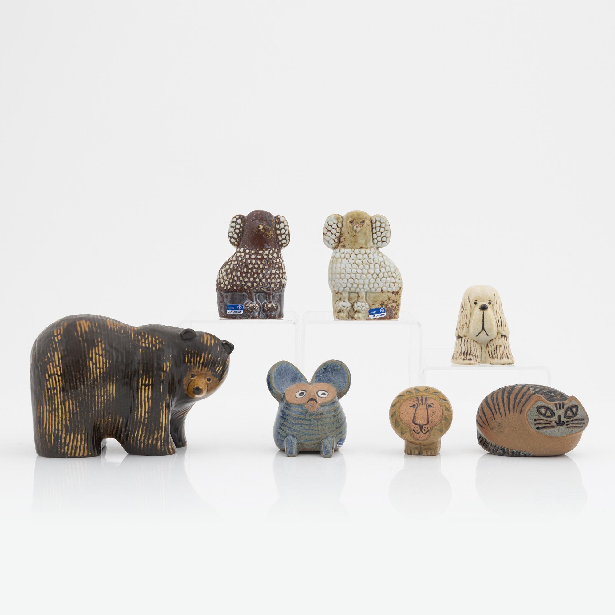 Lisa Larson, figuriner 7 st, stengods, Gustavsberg.