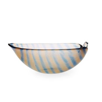 431. A Tyra Lundgren irridescent blue and smoke coloured glass bowl, Venini, Murano, Italy, 1930's-40's.
