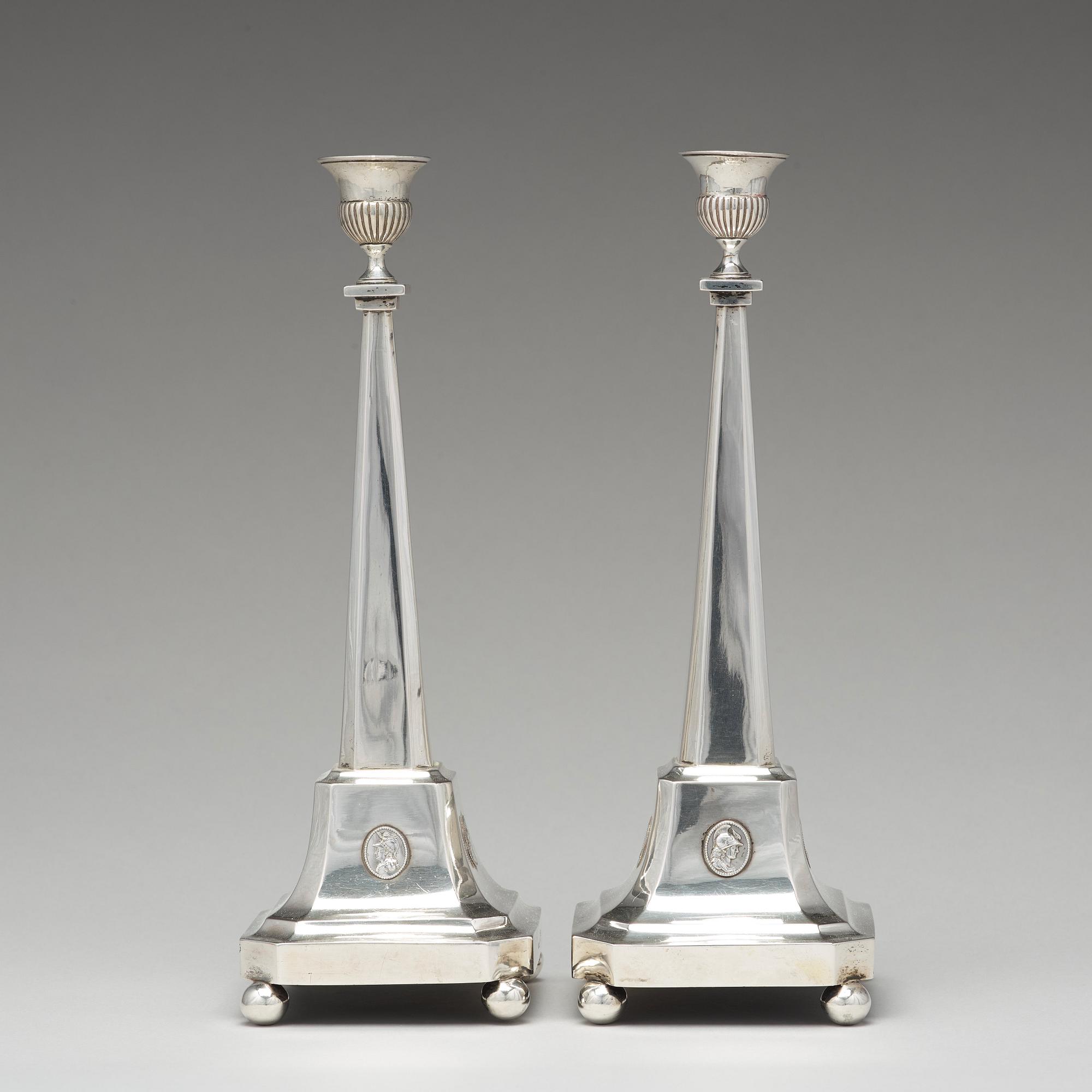 A pair of 18th century silver candlesticks, mark of Nils Tornberg 1797.