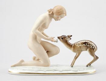 FIGURGRUPP, porslin, C Werder, Hutchenreuter, Tyskland. 1900-talets första hälft.