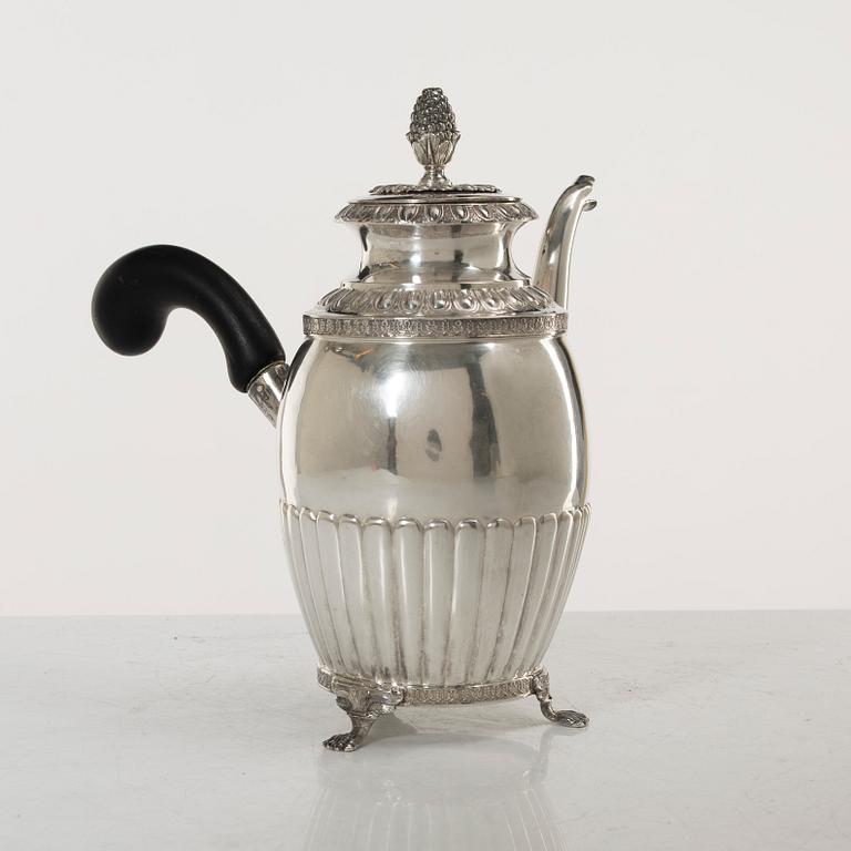 Anders Lundqvist, kaffekanna, silver, Stockholm 1845.