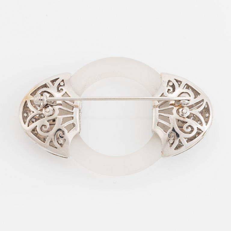 Rock crystal and brilliant cut diamond brooch.